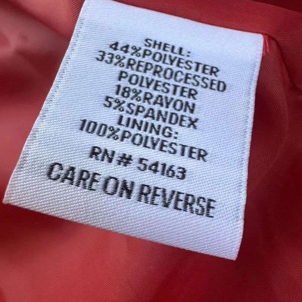 Tommy Hilfiger Women’s Red Coral Blazer Business Jacket One Button Sz 14